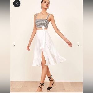 Reformation Date Ruffle Midi Wrap Skirt